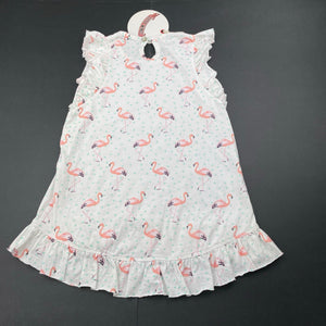 Girls LITTLE WINGS, lightweight organic cotton dress, flamingos, NEW, size 1-2, L: 42cm at front