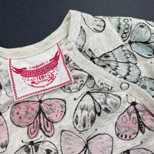Load image into Gallery viewer, Girls LITTLE WINGS, organic cotton romper, moths, discolouration upper back, FUC, size 1-2,  