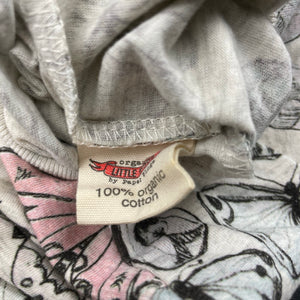 Girls LITTLE WINGS, organic cotton romper, moths, discolouration upper back, FUC, size 1-2,  