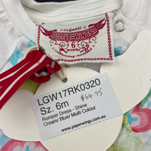 Load image into Gallery viewer, Girls LITTLE WINGS, organic cotton romper dress, dog, NEW, size 6 months,  