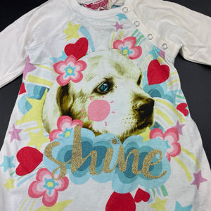 Girls LITTLE WINGS, organic cotton romper dress, dog, NEW, size 1-2,  