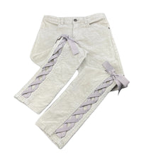Load image into Gallery viewer, Girls PAPER WINGS, grey velvet stretch cotton pants, adjustable, Inside leg: 64cm, discolouration left leg, FUC, size 10,  