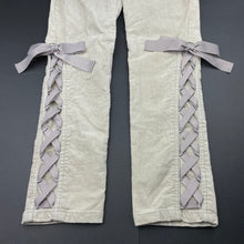 Load image into Gallery viewer, Girls PAPER WINGS, grey velvet stretch cotton pants, adjustable, Inside leg: 64cm, discolouration left leg, FUC, size 10,  
