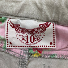 Load image into Gallery viewer, Girls PAPER WINGS, grey velvet stretch cotton pants, adjustable, Inside leg: 64cm, discolouration left leg, FUC, size 10,  