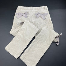 Load image into Gallery viewer, Girls PAPER WINGS, grey velvet stretch cotton pants, adjustable, Inside leg: 64cm, discolouration left leg, FUC, size 10,  