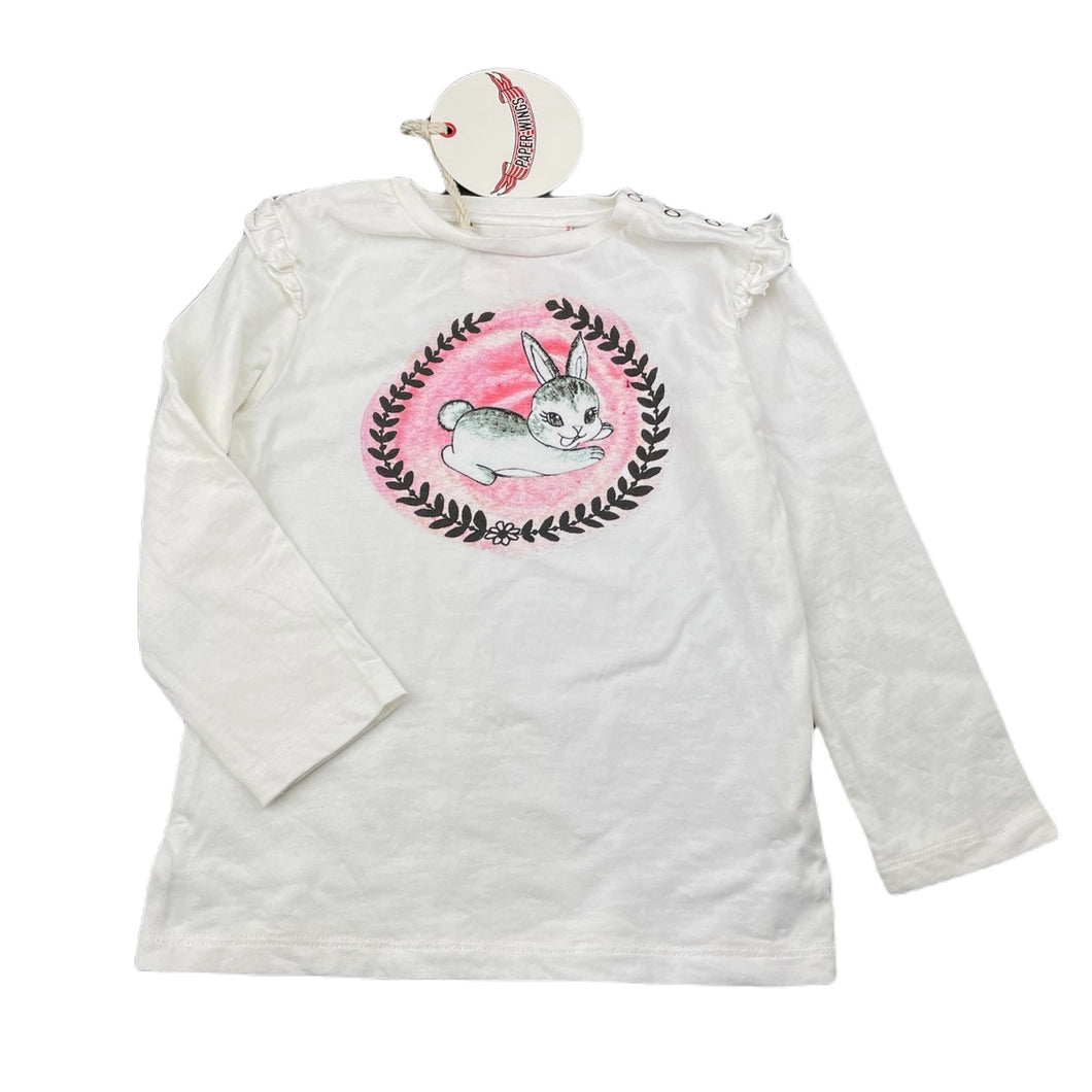 Girls LITTLE WINGS, organic cotton long sleeve tee/top, rabbit, NEW, size 3,  