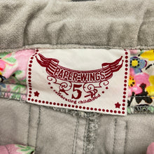 Load image into Gallery viewer, Girls PAPER WINGS, grey velvet stretch cotton pants, adjustable, Inside leg: 48cm, light marks right cuff , FUC, size 5,  