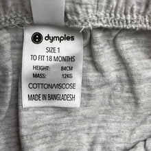Load image into Gallery viewer, unisex Dymples, grey marle lightweight pants / bottoms, EUC, size 1,  
