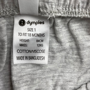 unisex Dymples, grey marle lightweight pants / bottoms, EUC, size 1,  