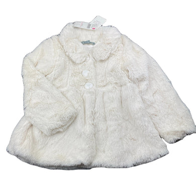 Girls Pumpkin Patch, cream soft feel faux fur jacket, NEW, size 3,  