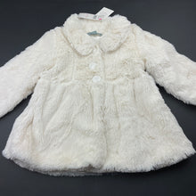 Load image into Gallery viewer, Girls Pumpkin Patch, cream soft feel faux fur jacket, NEW, size 3,  