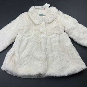 Girls Pumpkin Patch, cream soft feel faux fur jacket, NEW, size 3,  