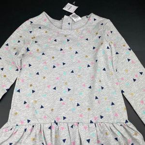 Girls Target, cotton long sleeve casual dress, NEW, size 7, L: 64cm approx