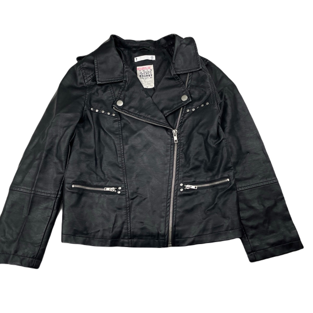 Girls Target, black faux leather jacket, GUC, size 7,  