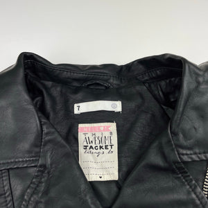 Girls Target, black faux leather jacket, GUC, size 7,  