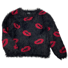 Load image into Gallery viewer, Girls Wayne Jnr, black fluffy sweater / jumper, lips, EUC, size 5,  