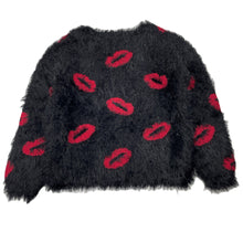 Load image into Gallery viewer, Girls Wayne Jnr, black fluffy sweater / jumper, lips, EUC, size 5,  