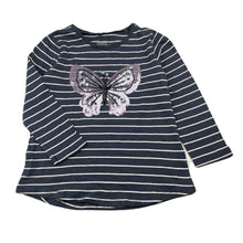 Load image into Gallery viewer, Girls H&amp;T, cotton long sleeve top, sequin butterfly, NEW, size 4,  