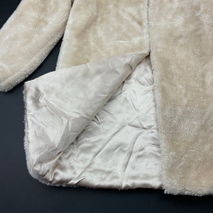 Girls Origami, faux fur jacket / coat, 5 hook fasten, L: 59cm, GUC, size 7,  