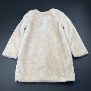 Girls Origami, faux fur jacket / coat, 5 hook fasten, L: 59cm, GUC, size 7,  