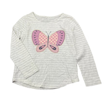 Load image into Gallery viewer, Girls H&amp;T, long sleeve tee/top, butterfly, EUC, size 4,  