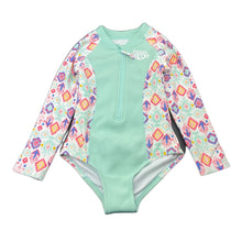 Load image into Gallery viewer, Girls Piping Hot, thick long sleeve swim one-piece, EUC, size 4,  