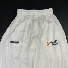 Load image into Gallery viewer, Boys white, cricket pants, elasticated, Inside leg: 47cm, FUC, size 6,  