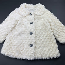 Load image into Gallery viewer, Girls Origami, cream faux fur jacket / coat, L: 41cm, GUC, size 2,  