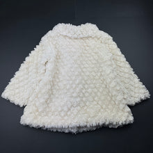 Load image into Gallery viewer, Girls Origami, cream faux fur jacket / coat, L: 41cm, GUC, size 2,  