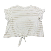 Load image into Gallery viewer, Girls Target, white &amp; gold stripe tie front top, EUC, size 9,  