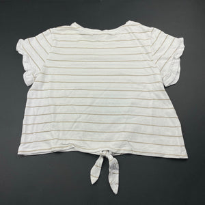 Girls Target, white & gold stripe tie front top, EUC, size 9,  