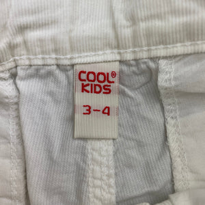 Boys COOL KIDS, white corduroy cotton shorts, adjustable, GUC, size 3-4,  