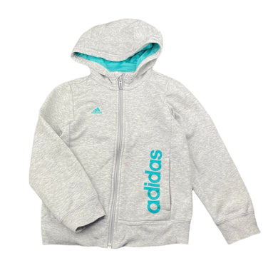 Girls Adidas, Climalite zip up hooded top, pink mark on front, FUC, size 7-8,  