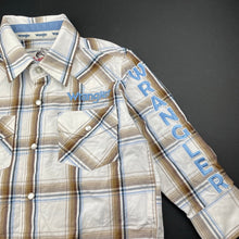 Load image into Gallery viewer, Boys Wrangler, checked cotton long sleeve shirt, marks back left cuff, FUC, size 2,  
