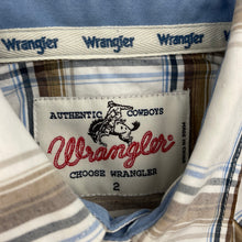 Load image into Gallery viewer, Boys Wrangler, checked cotton long sleeve shirt, marks back left cuff, FUC, size 2,  