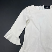 Load image into Gallery viewer, Girls Bardot Junior, white stretchy long sleeve dress, light marks, FUC, size 1, L: 38cm