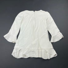 Load image into Gallery viewer, Girls Bardot Junior, white stretchy long sleeve dress, light marks, FUC, size 1, L: 38cm