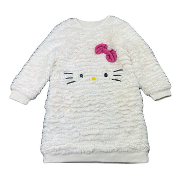 Girls San Rio, HELLO KITTY faux fur dress, discolouration on back, FUC, size 3, L: 51cm