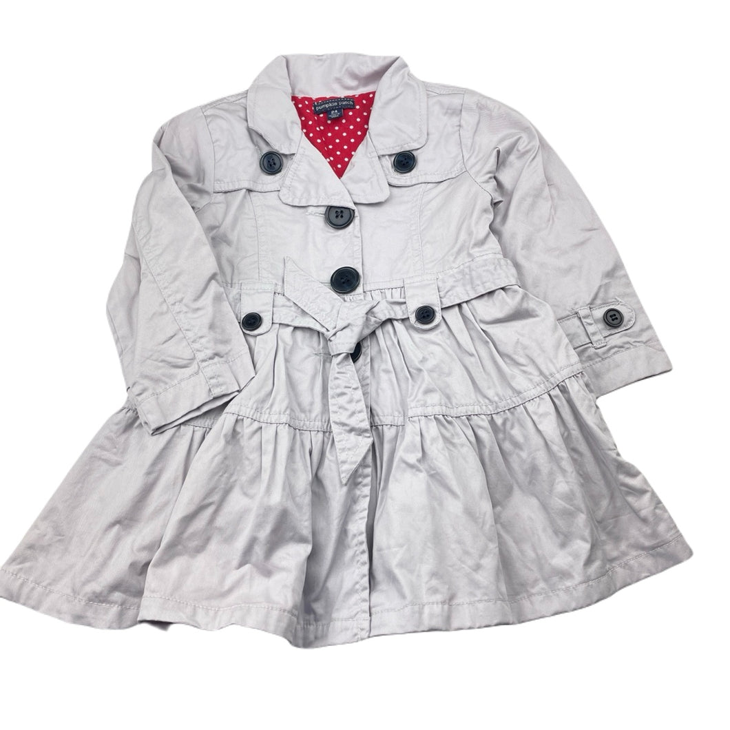 Girls Pumpkin Patch, grey cotton jacket / coat, L: 46cm, EUC, size 2,  