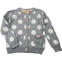 Load image into Gallery viewer, Girls Lily &amp; Dan, grey knitted cotton cardigan, marks back right sleeve, FUC, size 3,  