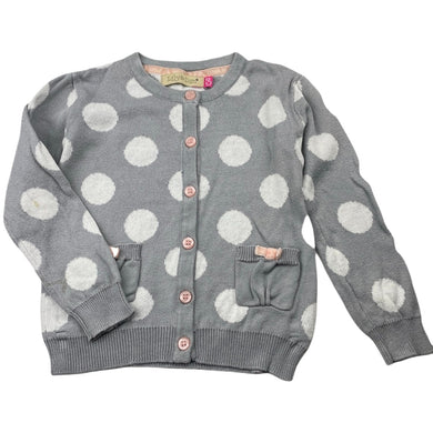 Girls Lily & Dan, grey knitted cotton cardigan, marks back right sleeve, FUC, size 3,  