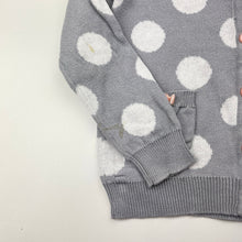 Load image into Gallery viewer, Girls Lily &amp; Dan, grey knitted cotton cardigan, marks back right sleeve, FUC, size 3,  