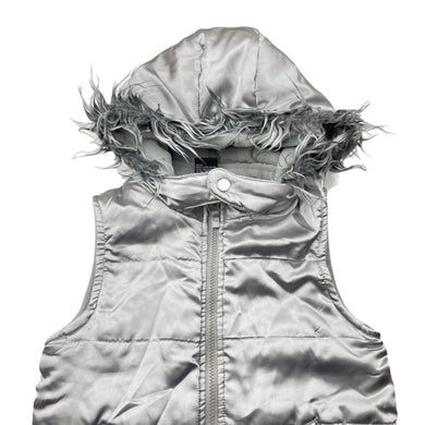 Girls Junior Zone, silver fleece lined hooded vest/jacket, FUC, size 10,  