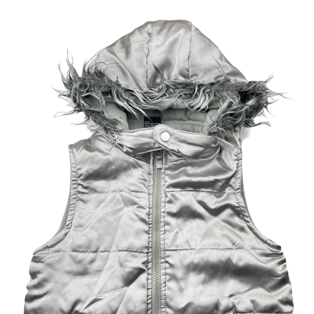Girls Junior Zone, silver fleece lined hooded vest/jacket, FUC, size 10,  