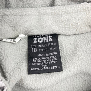 Girls Junior Zone, silver fleece lined hooded vest/jacket, FUC, size 10,  