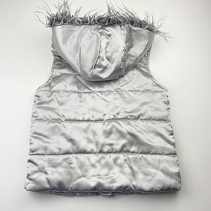 Girls Junior Zone, silver fleece lined hooded vest/jacket, FUC, size 10,  