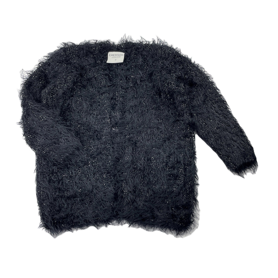 Girls Emerson, black & silver fluffy cardigan, GUC, size 2,  