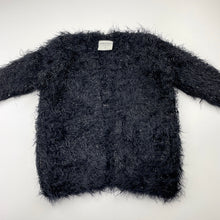 Load image into Gallery viewer, Girls Emerson, black &amp; silver fluffy cardigan, GUC, size 2,  