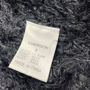 Girls Emerson, black & silver fluffy cardigan, GUC, size 2,  