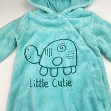 Load image into Gallery viewer, unisex Baby Berry, soft fleece hooded coverall / romper, GUC, size 00,  